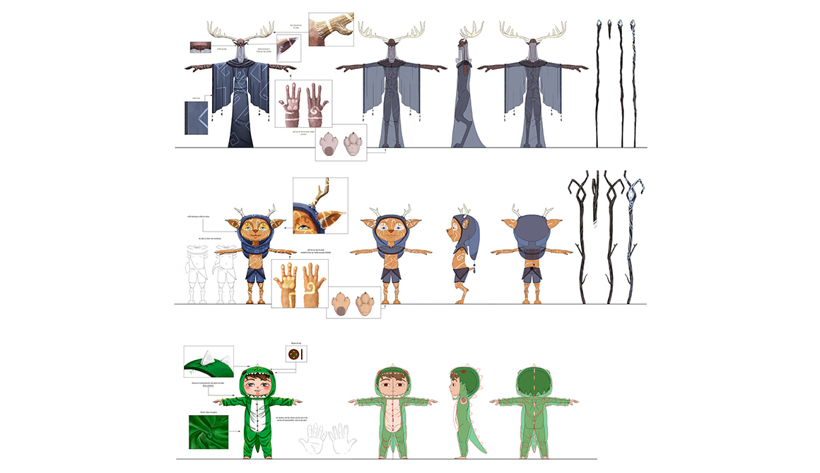 Model Sheet : projet 3d animation / video games game art course - year 2 to 4