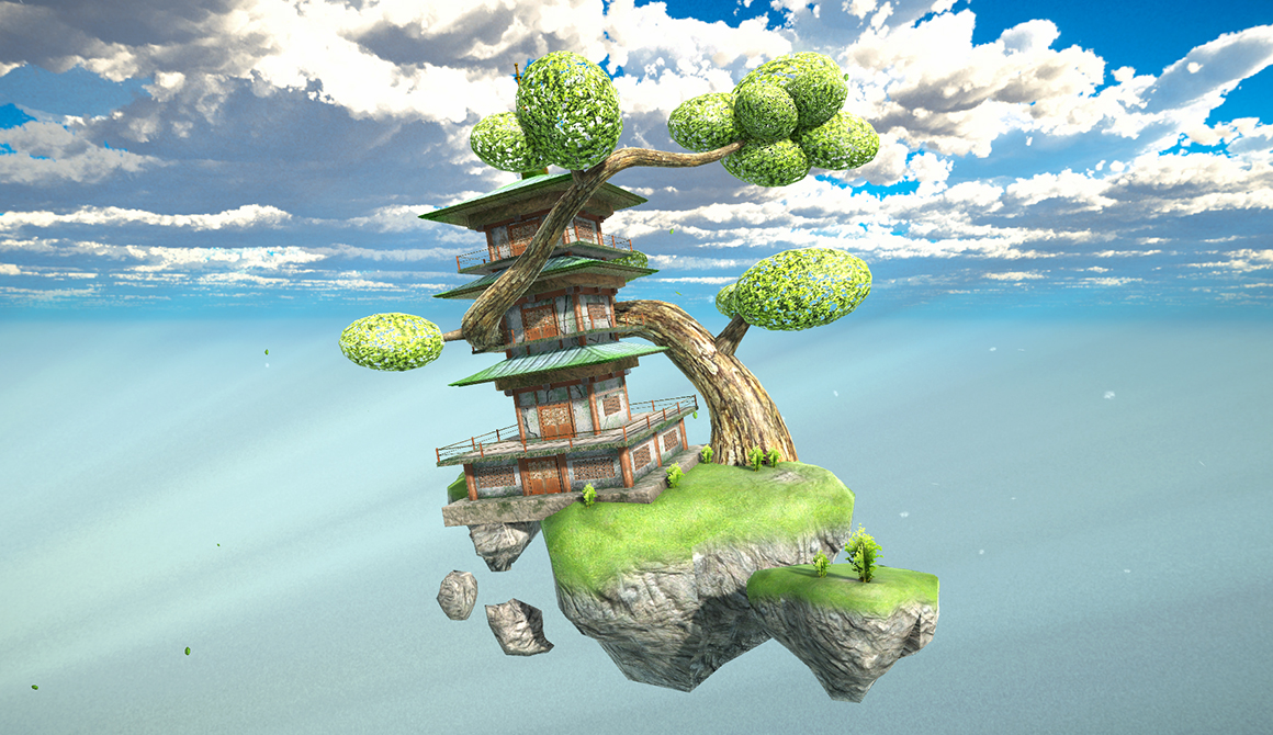 Ile flottante : projet 3d animation / video games game art course - year 2 to 4