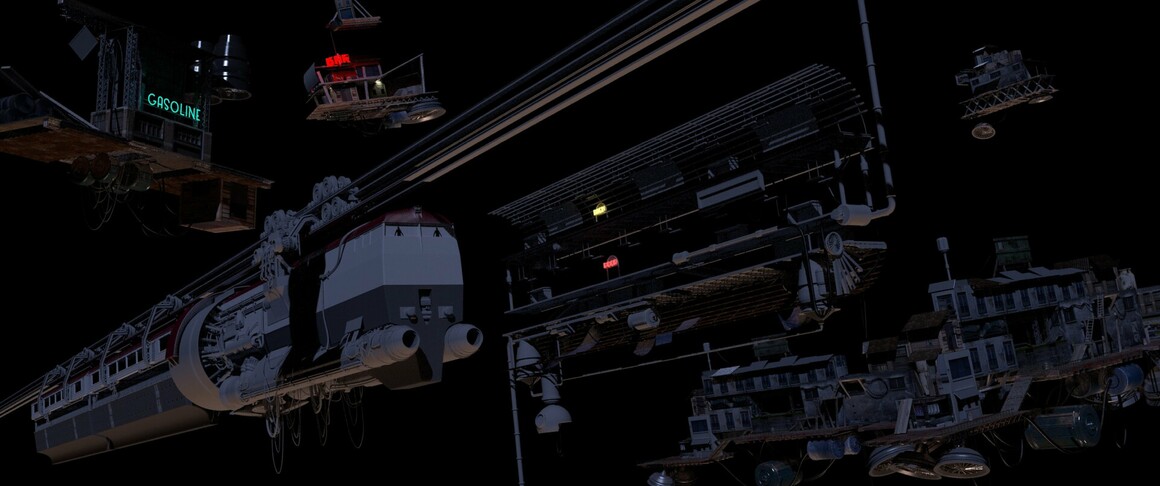 Station de métro Retropunk : projet cursus animation 3d / jeux vidéo game art - année 5
