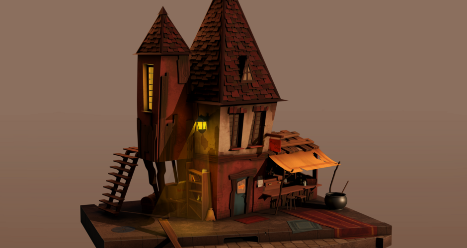 projet école 3d & vfx animation : Maison de Sorcière 3D