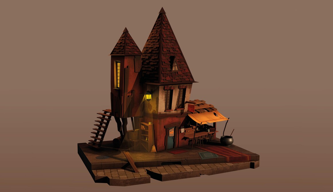Maison de Sorcière 3D : projet cursus animation 3d / jeux vidéo game art - années 2 à 4