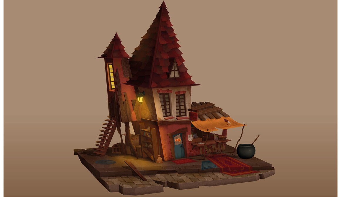 Maison de Sorcière 3D : projet 3d animation / video games game art course - year 2 to 4