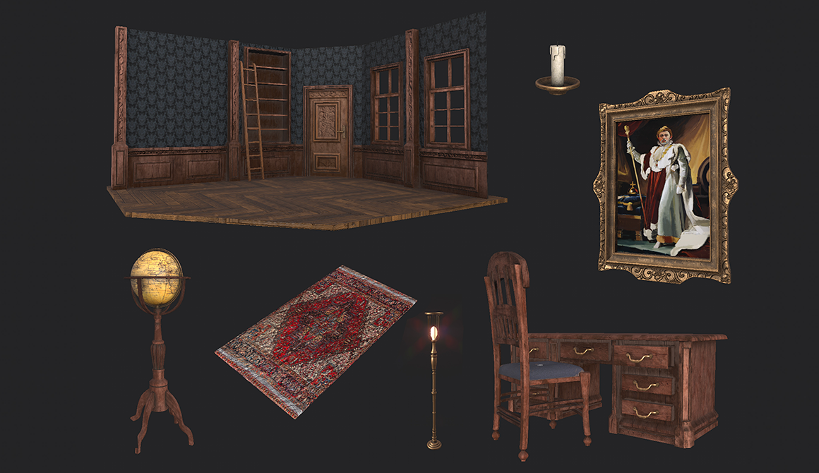 Chambre victorienne : projet cursus animation 3d / jeux vidéo game art - années 2 à 4