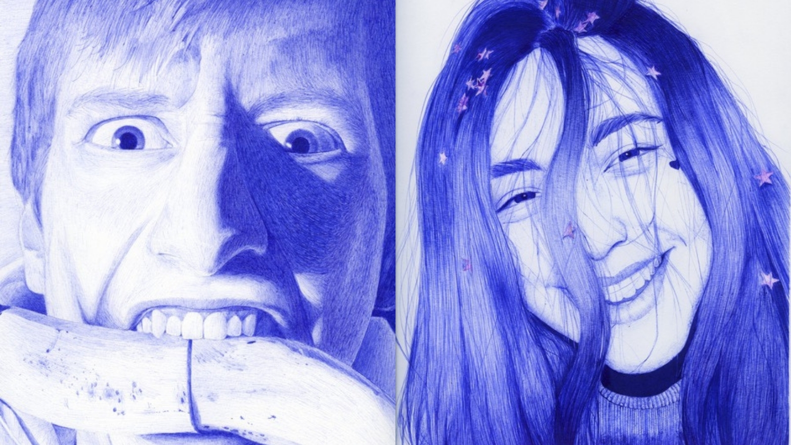 Classes Préparatoires BRASSART : Autoportraits au stylo BIC